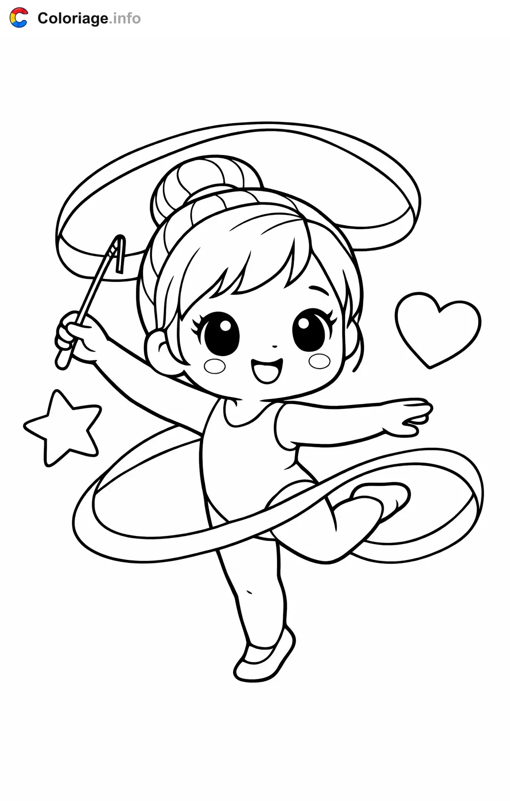 Coloriage Gymnastique avec le ruban - Gymnastique à imprimer
