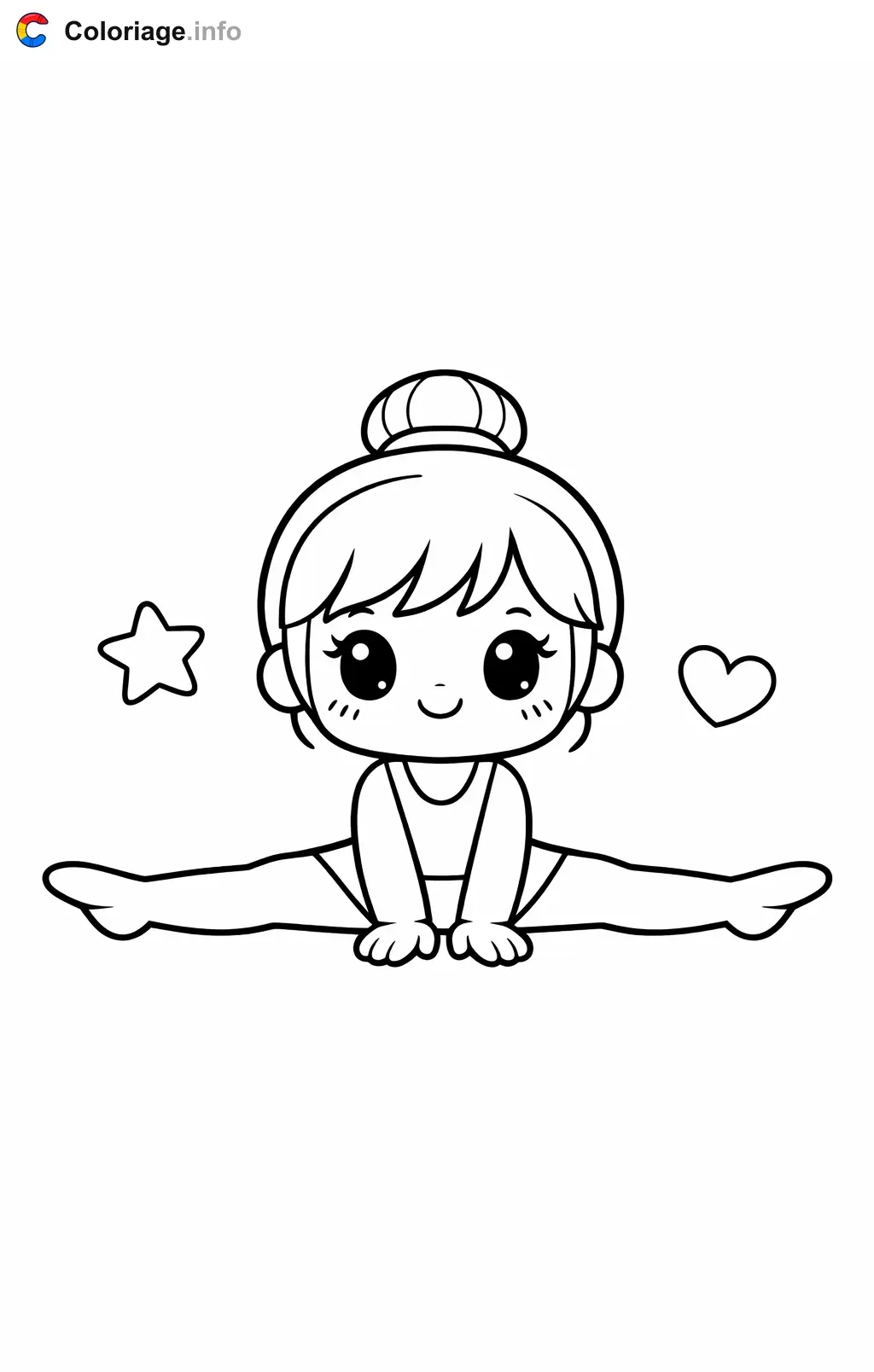 Coloriage Gymnastique le grand écart au sol - Gymnastique à imprimer