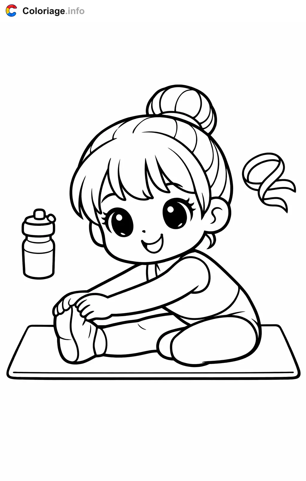 Coloriage Gymnastique les étirements avant l'entraînement - Gymnastique à imprimer