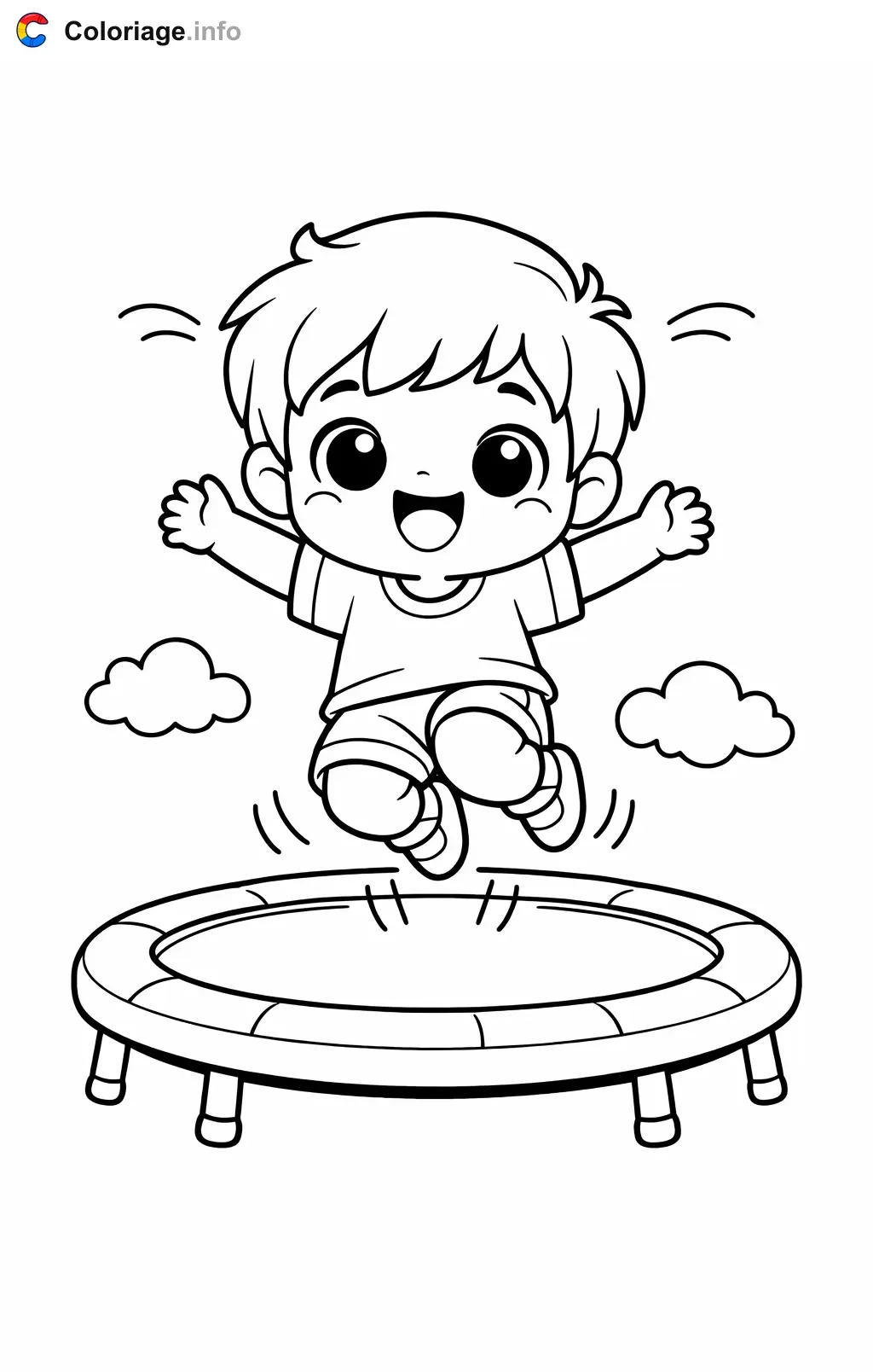 Coloriage Gymnastique saut sur le trampoline - Gymnastique à imprimer