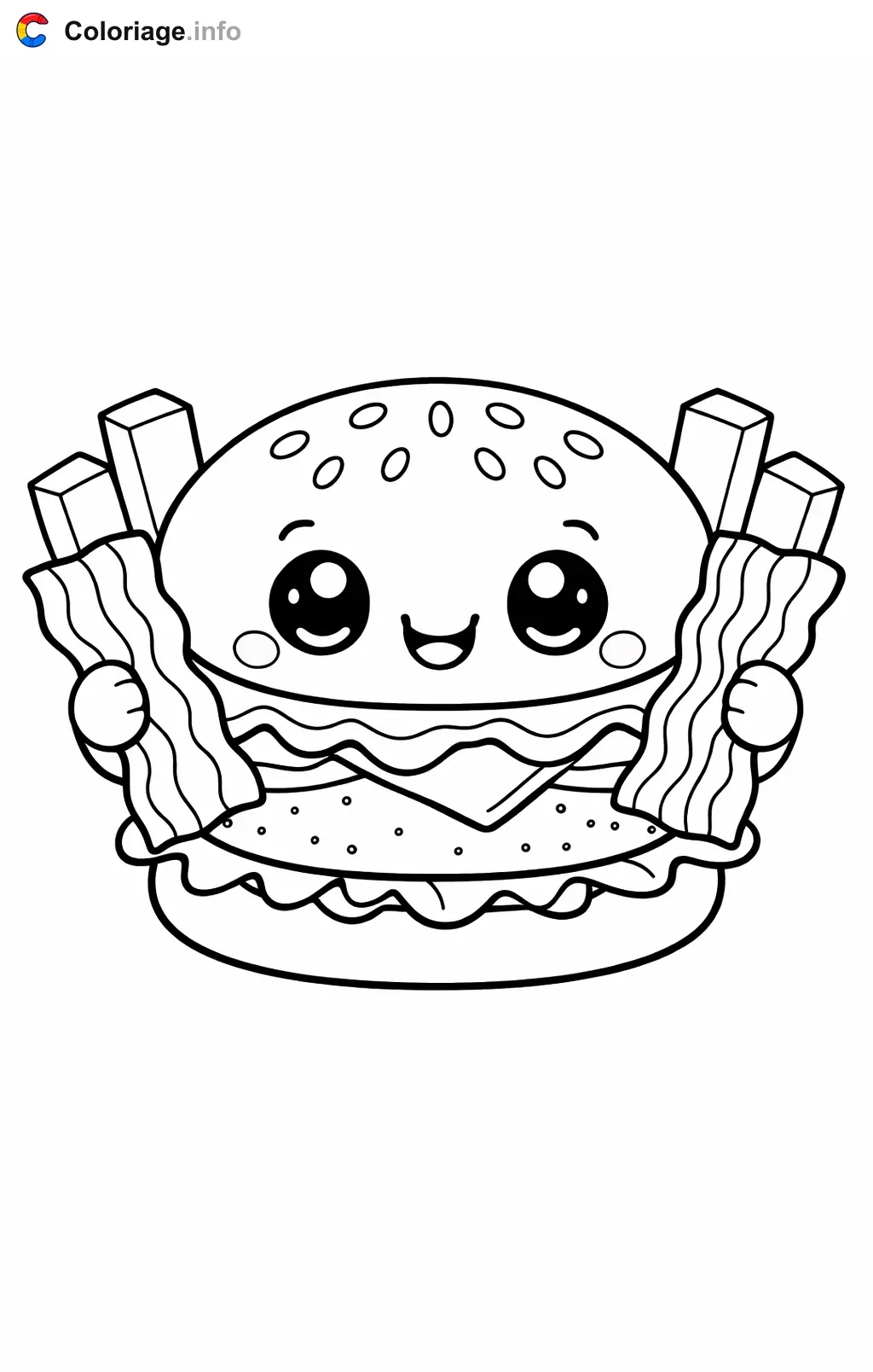 Coloriage Hamburger au bacon croustillant - Hamburger à imprimer