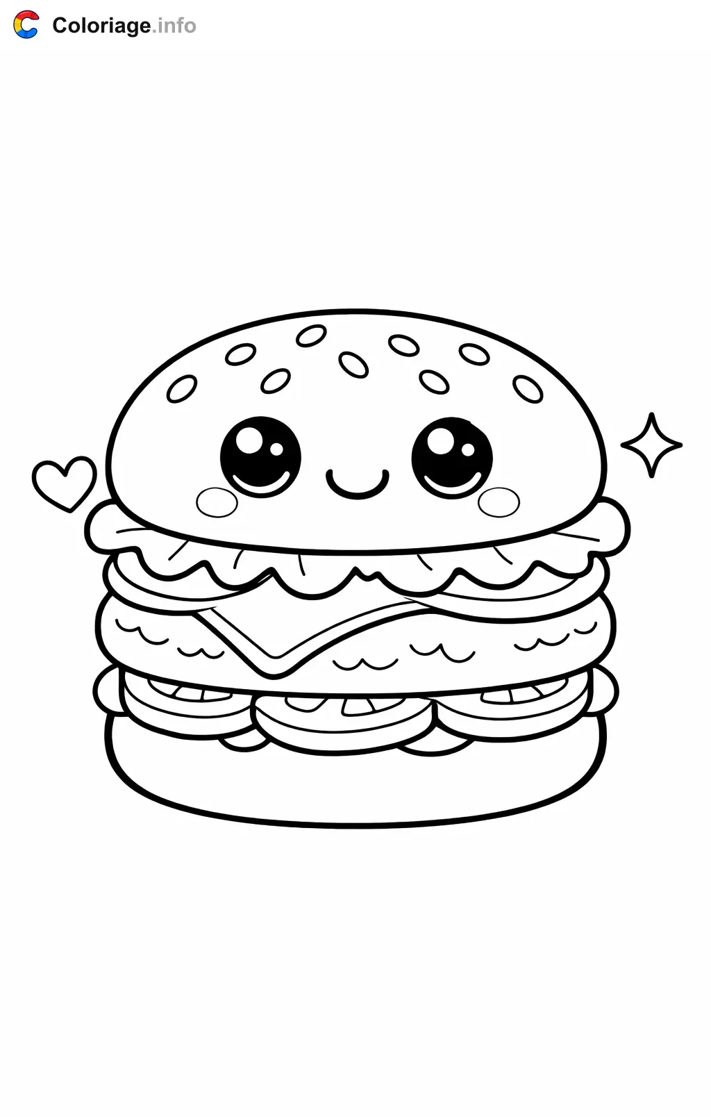Coloriage Hamburger classique - Hamburger à imprimer