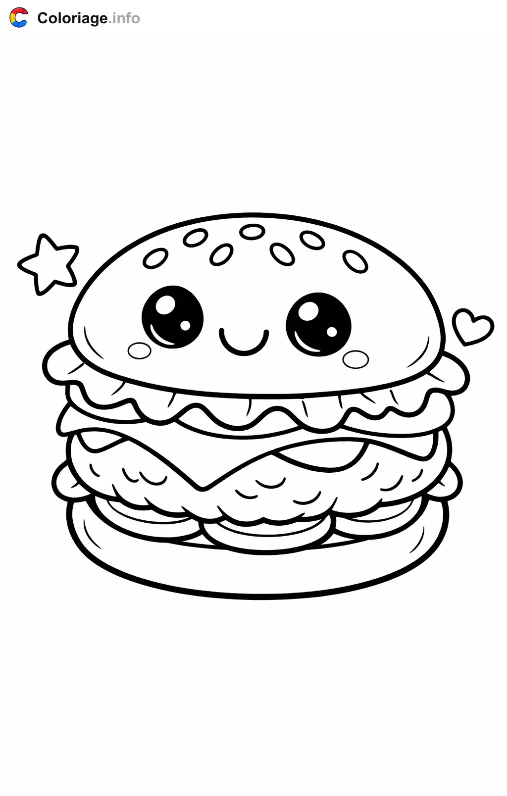 Coloriage Hamburger de trois quarts - Hamburger à imprimer
