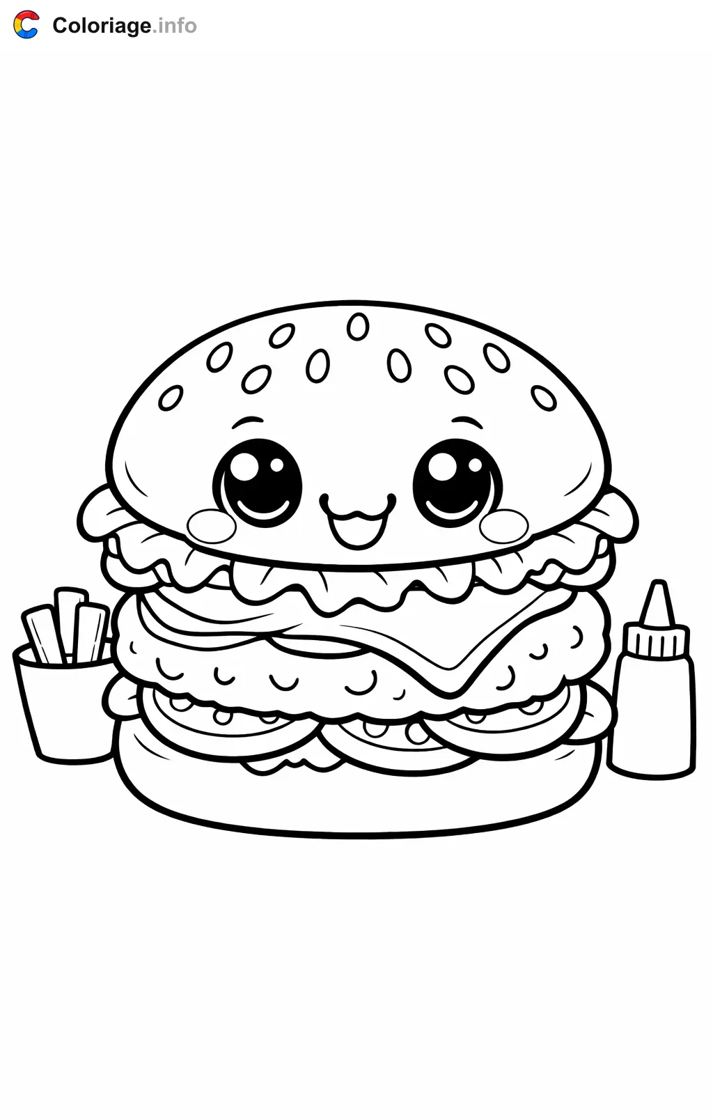 Coloriage Hamburger décoré - Hamburger à imprimer