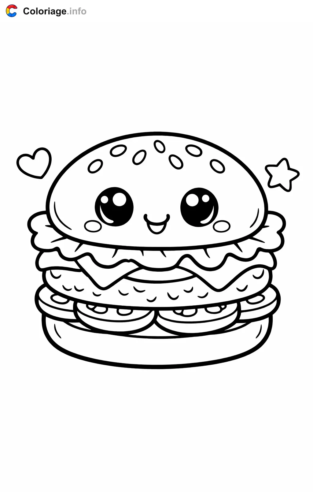 Coloriage Hamburger grand format - Hamburger à imprimer