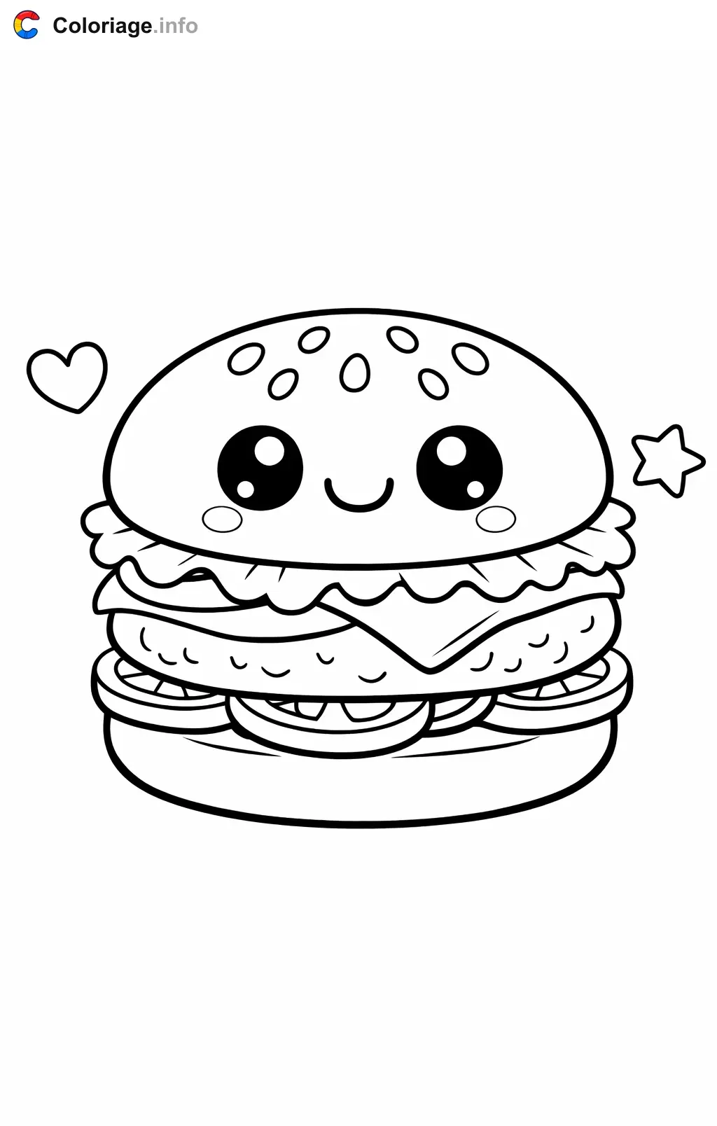 Coloriage Hamburger gros plan - Hamburger à imprimer