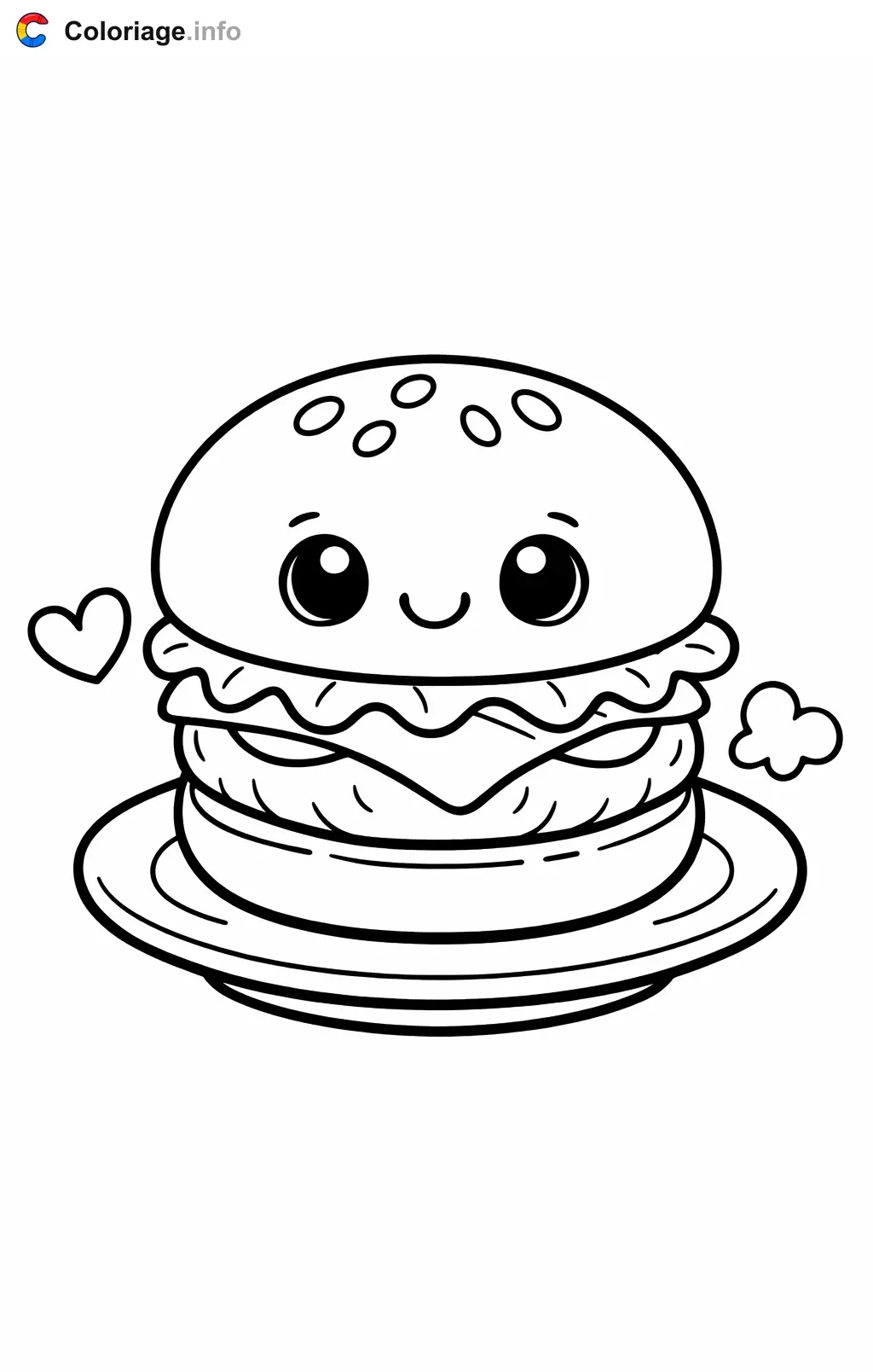 Coloriage Hamburger mini slider mignon - Hamburger à imprimer