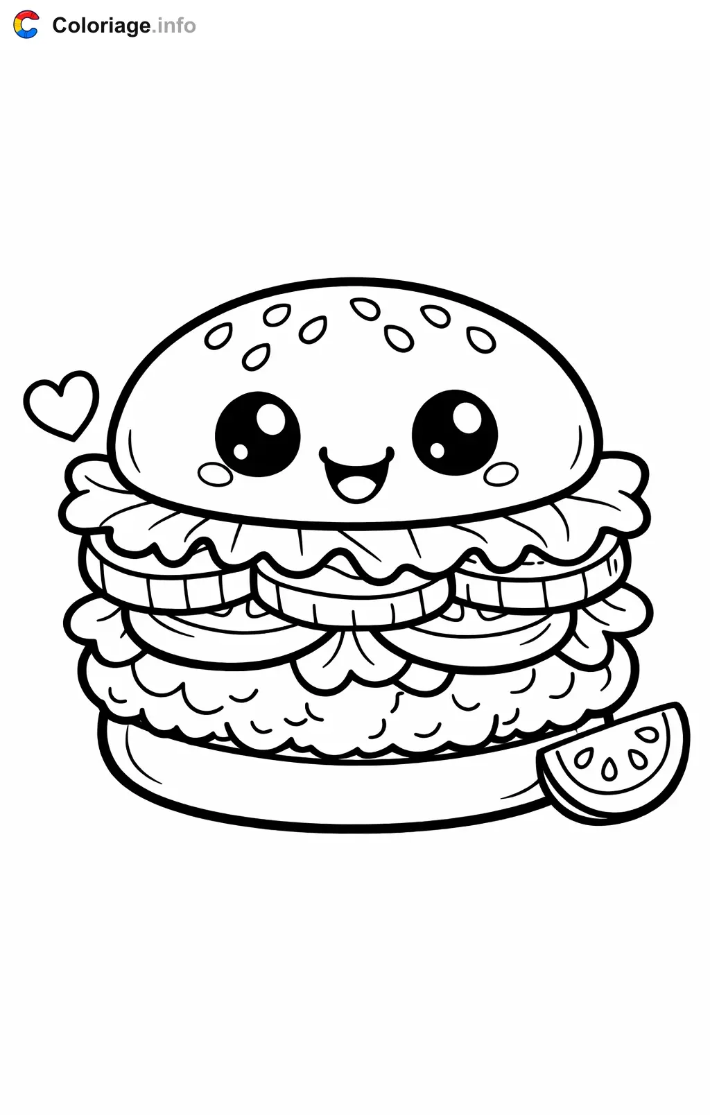 Coloriage Hamburger végétarien avec légumes - Hamburger à imprimer