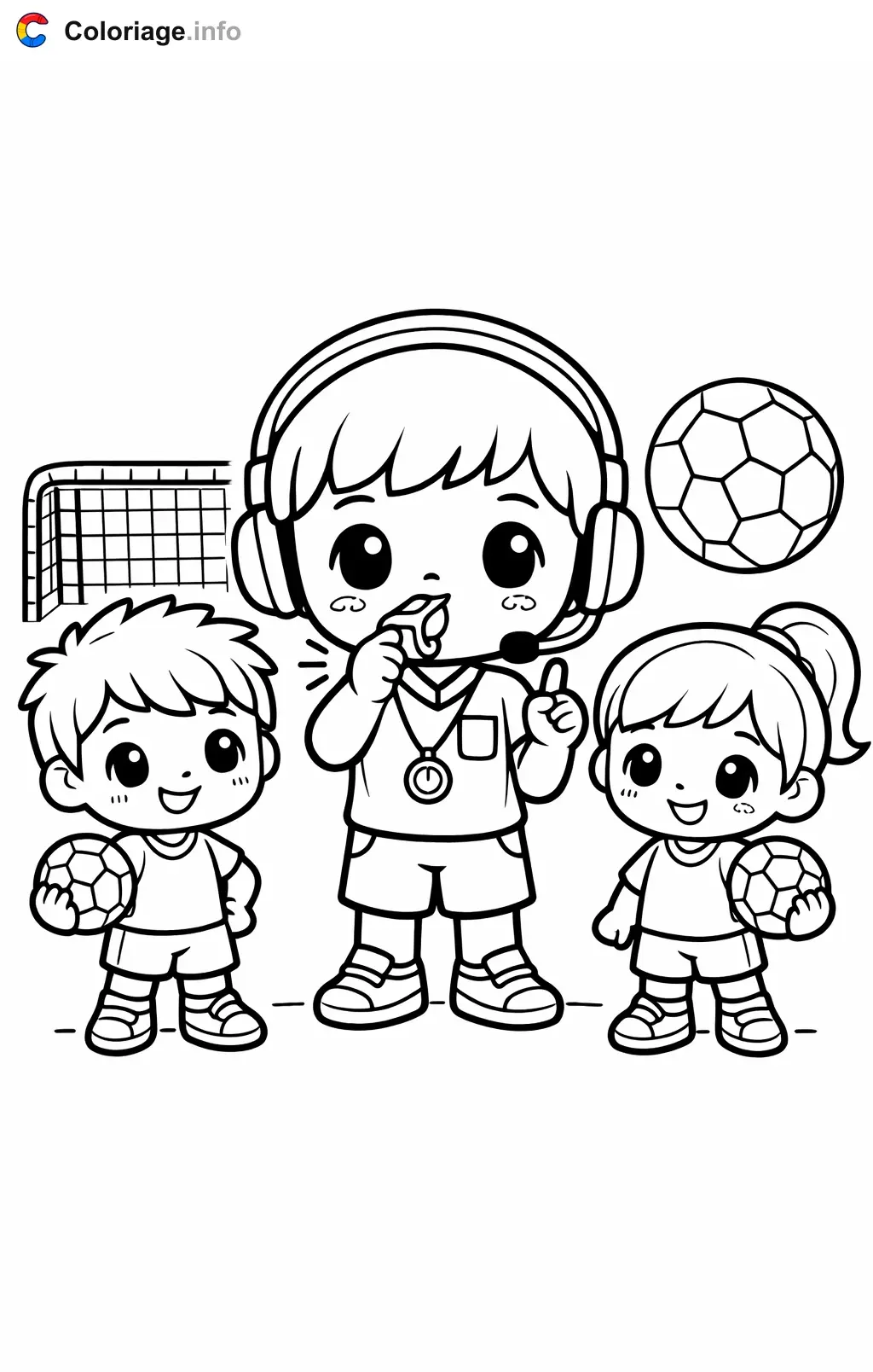 Coloriage Handball arbitre qui siffle - Handball à imprimer