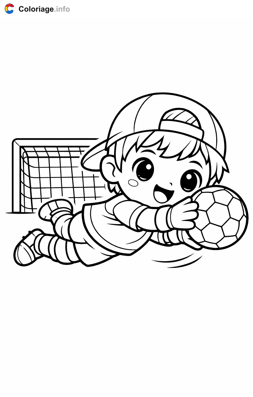 Coloriage Handball gardien qui plonge - Handball à imprimer