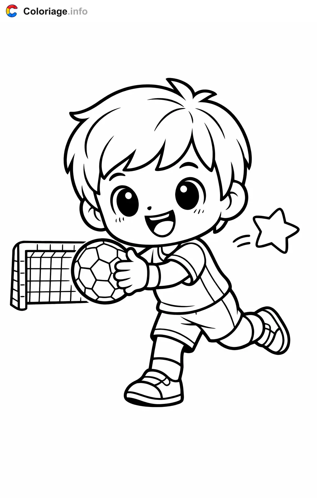 Coloriage Handball qui fait une passe - Handball à imprimer