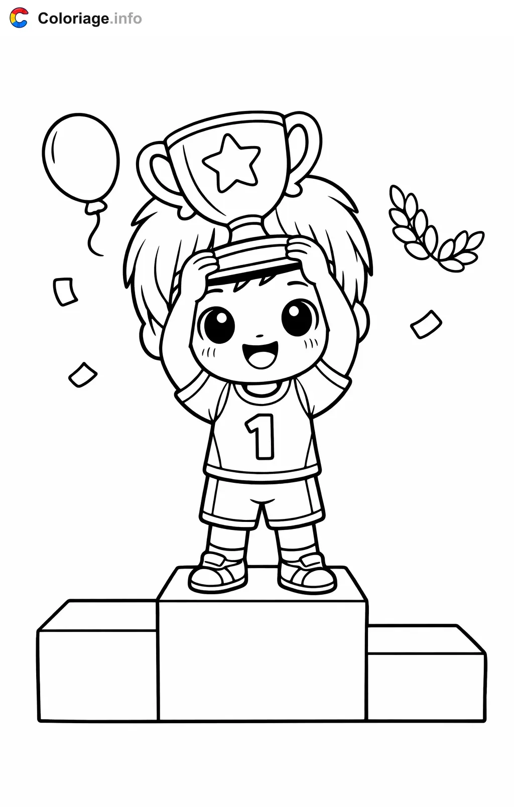 Coloriage Handball qui soulève le trophée - Handball à imprimer