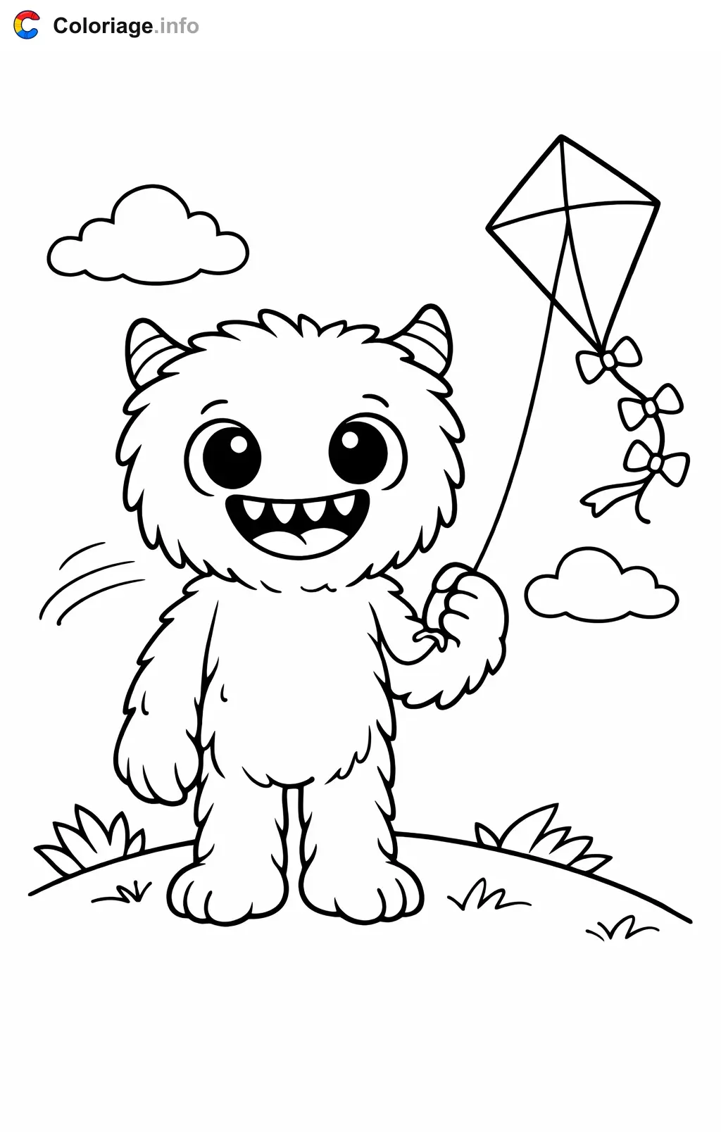 Coloriage Huggy wuggy qui fait voler un cerf-volant - Huggy wuggy à imprimer