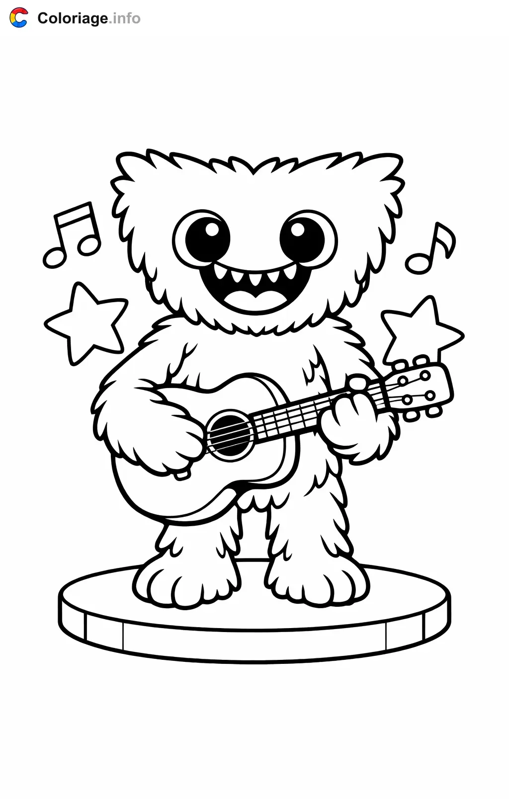 Coloriage Huggy wuggy qui joue de la guitare - Huggy wuggy à imprimer