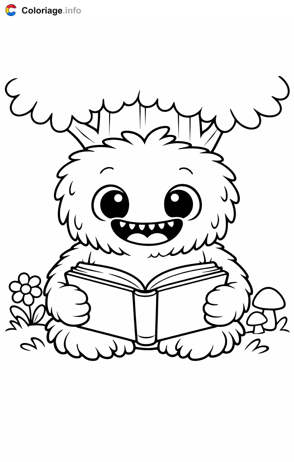 Coloriage Huggy wuggy qui lit un livre - Huggy wuggy à imprimer