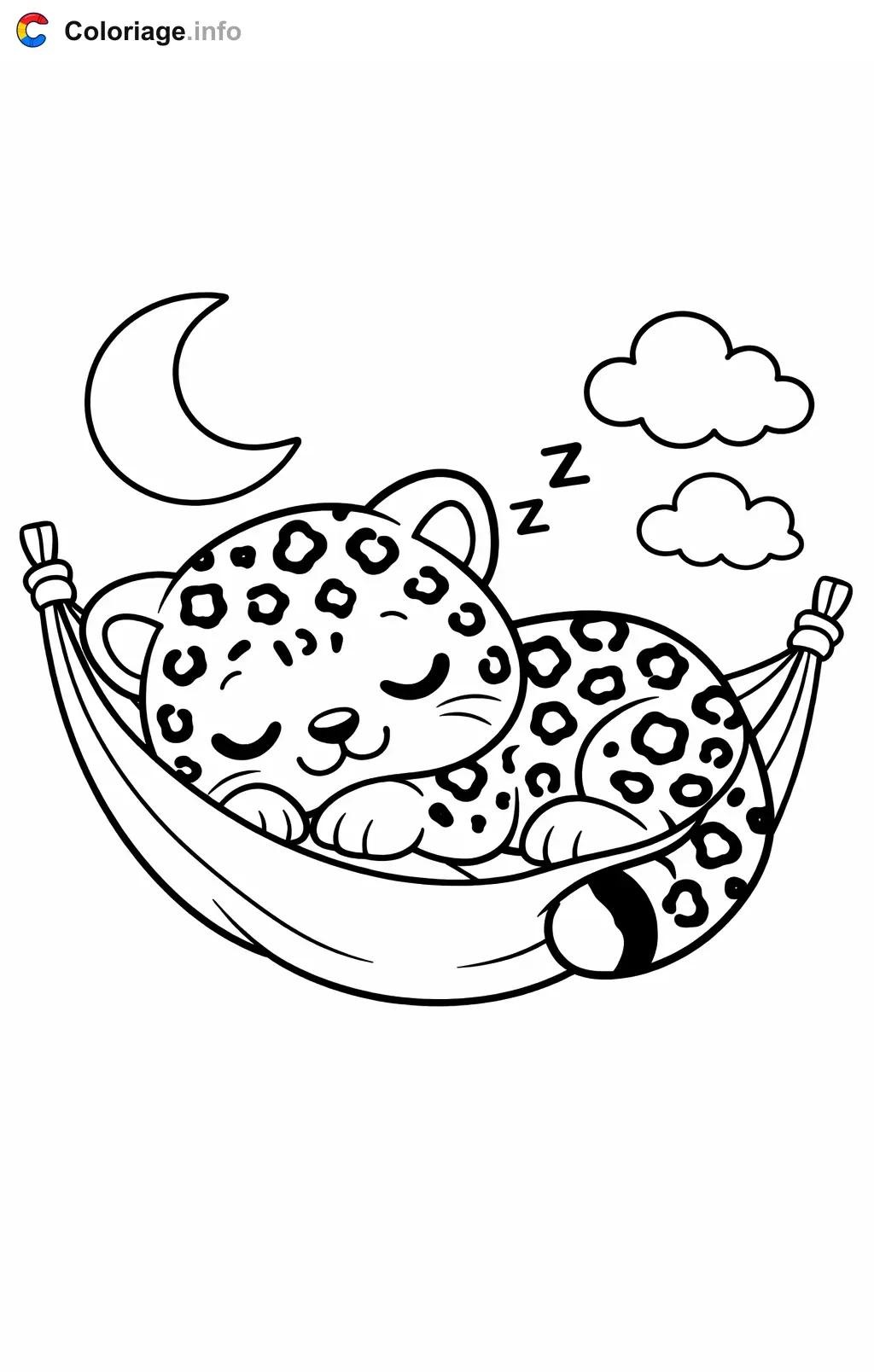 Coloriage Jaguar qui dort dans un hamac - Jaguar à imprimer