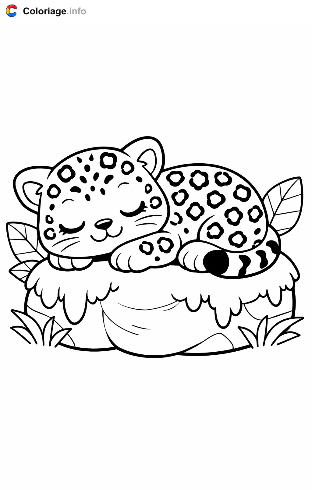 Coloriage Jaguar qui fait la sieste sur un rocher - Jaguar à imprimer