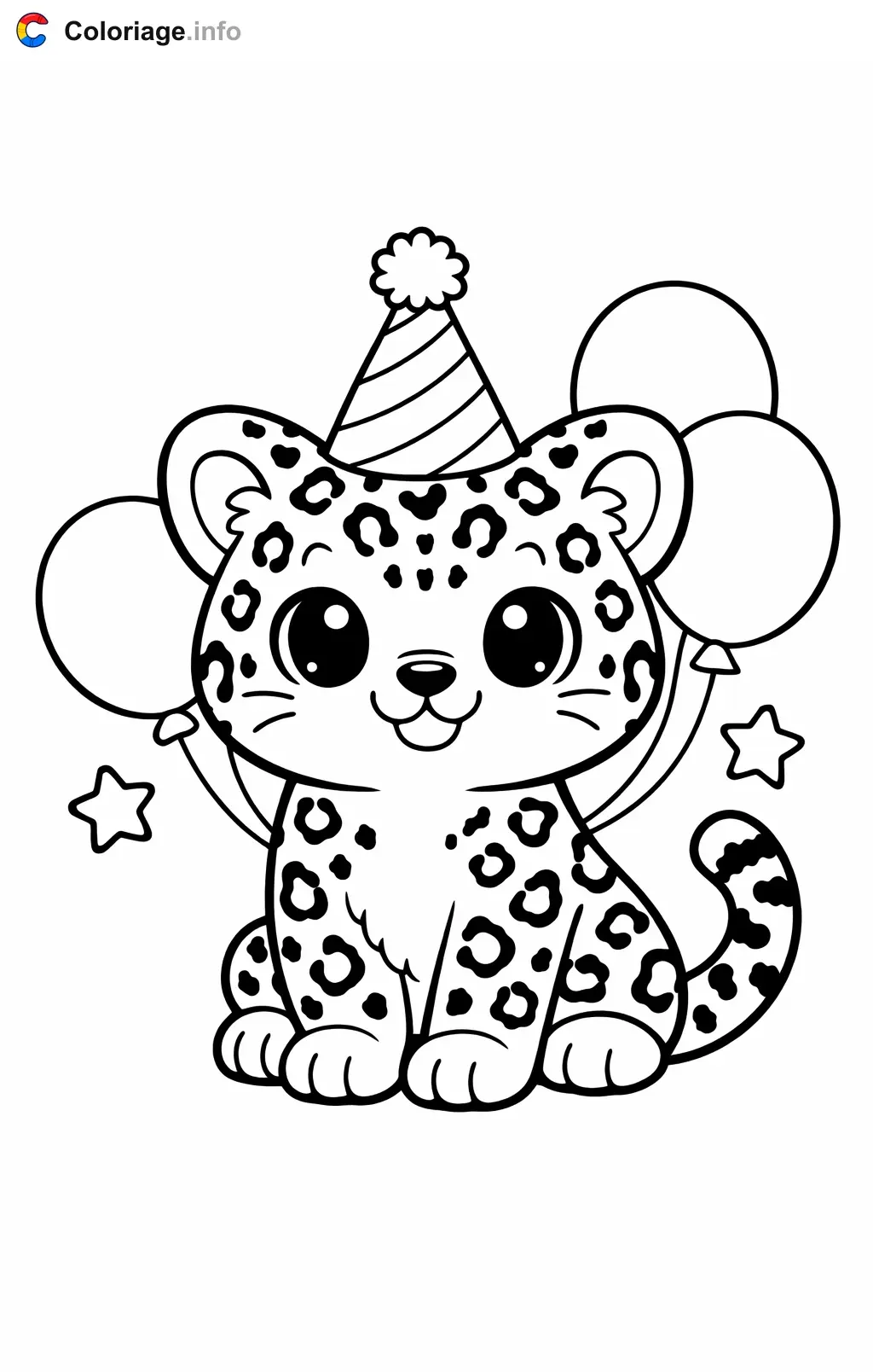 Coloriage Jaguar qui fête son anniversaire - Jaguar à imprimer