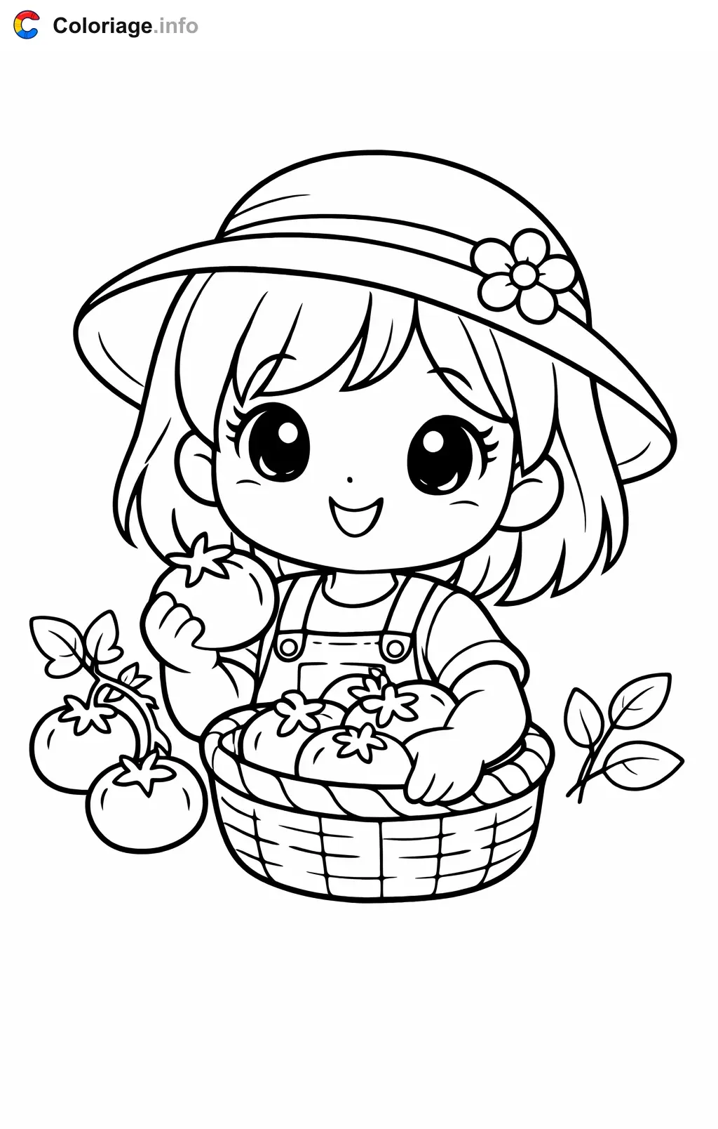 Coloriage Jardinier qui cueille les tomates - Jardinier à imprimer