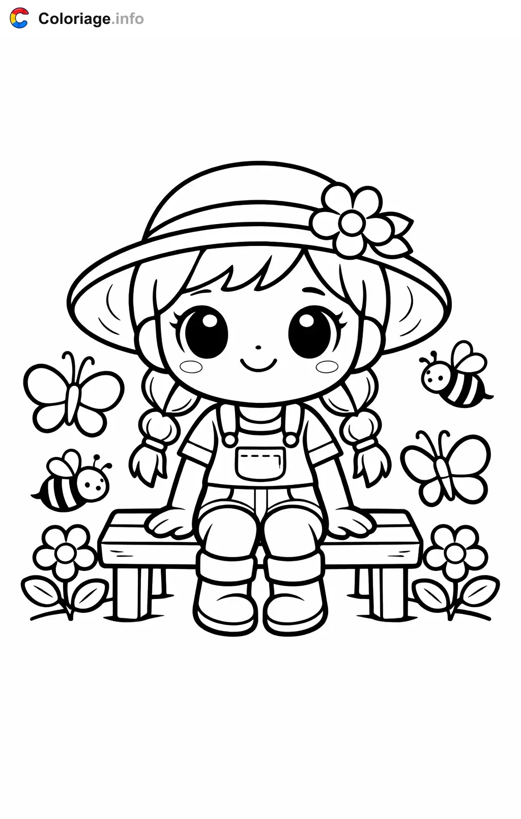 Coloriage Jardinier qui se repose au jardin - Jardinier à imprimer