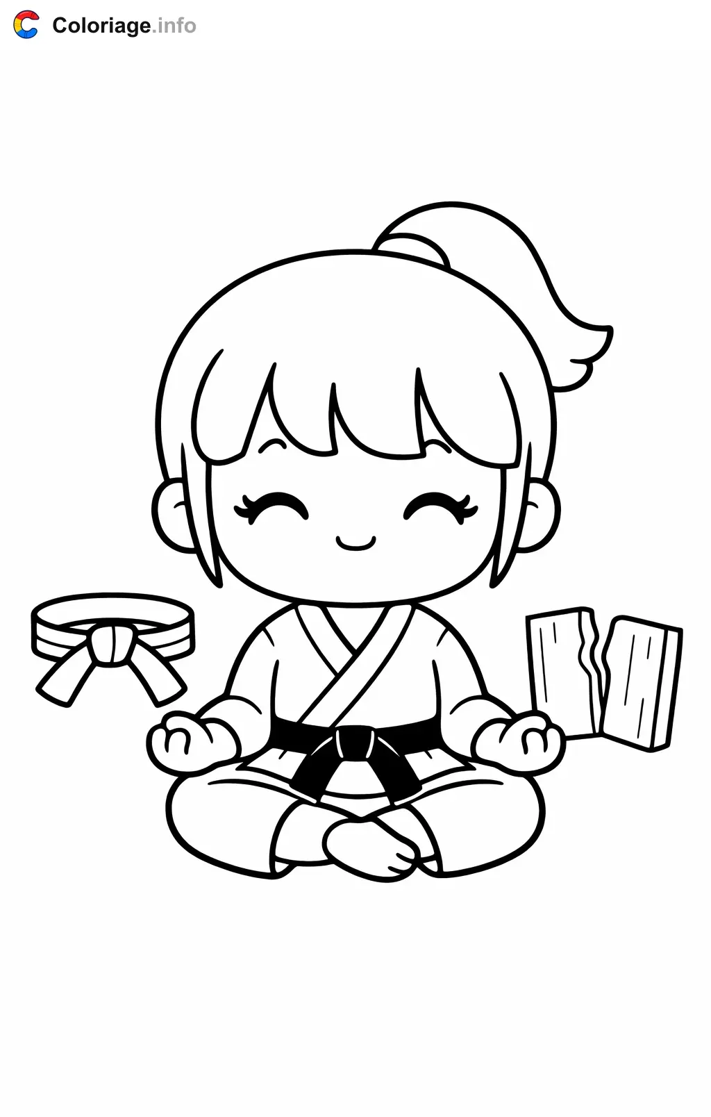 Coloriage Karaté qui médite avant l'entraînement - Karaté à imprimer