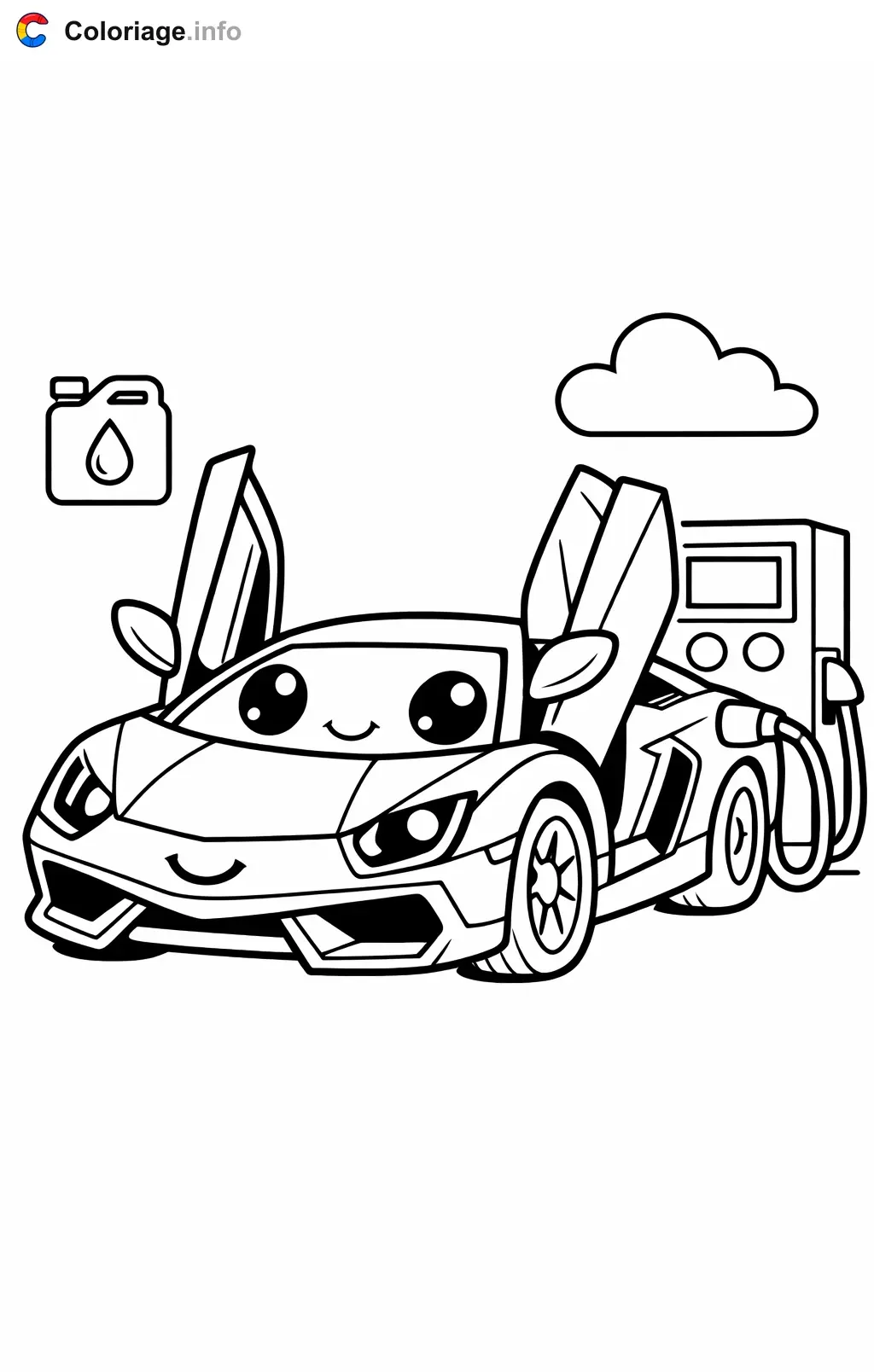 Coloriage Lamborghini à la station-service - Lamborghini à imprimer