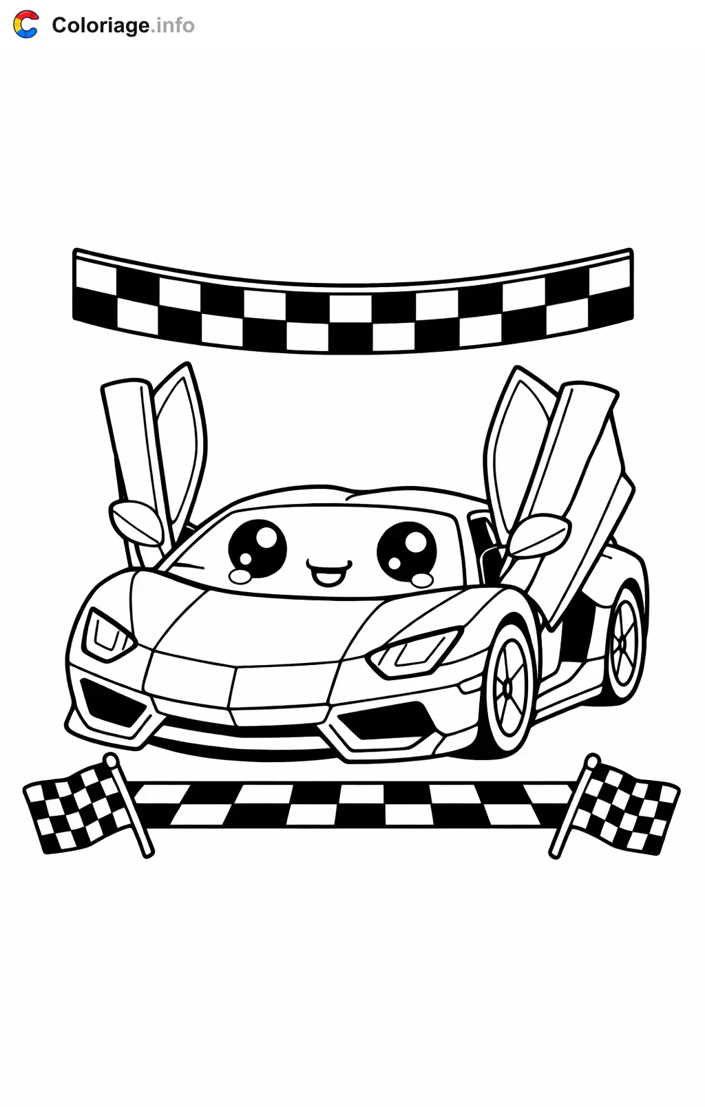 Coloriage Lamborghini qui franchit la ligne d'arrivée - Lamborghini à imprimer