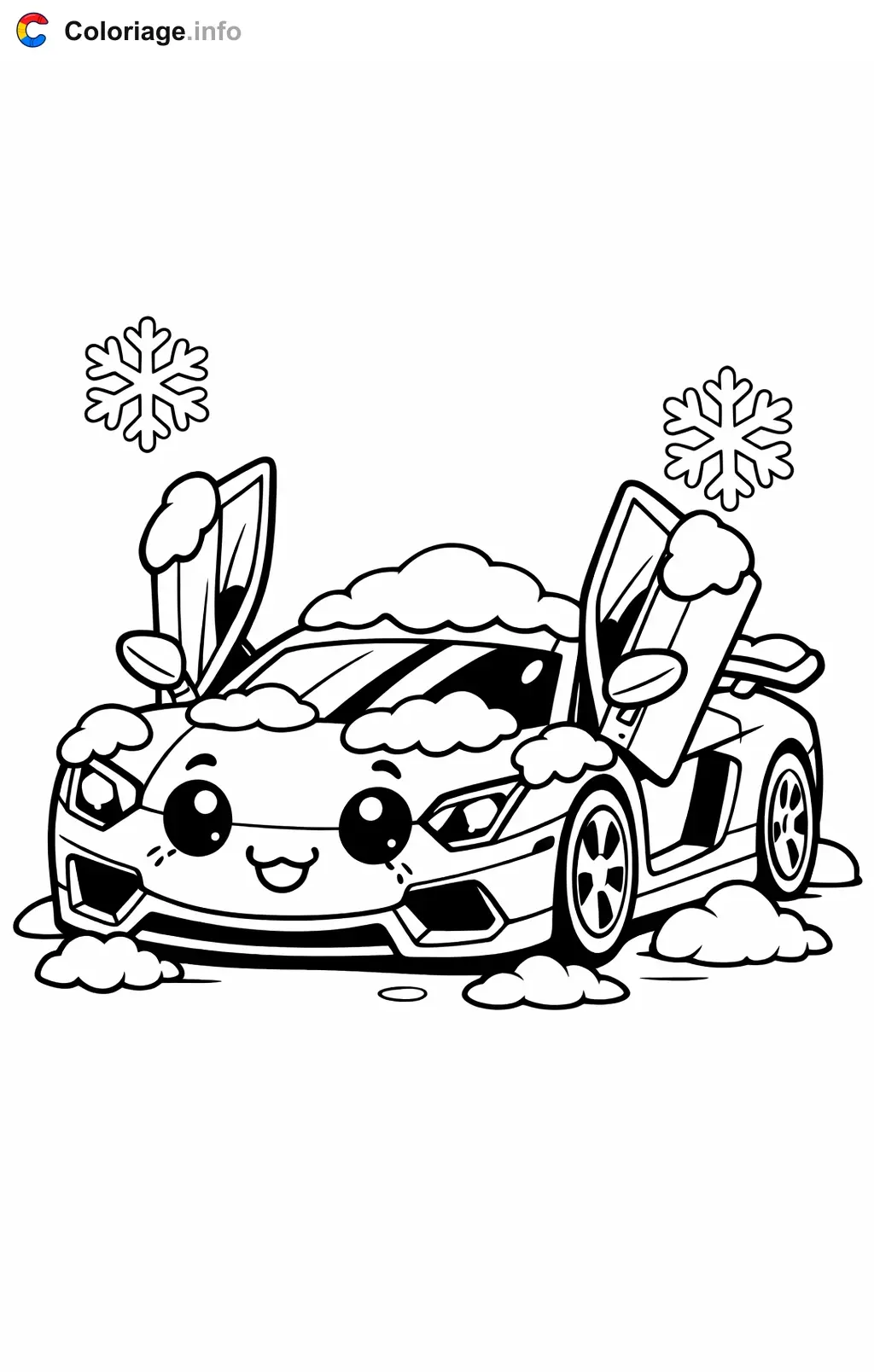 Coloriage Lamborghini sous la neige en hiver - Lamborghini à imprimer