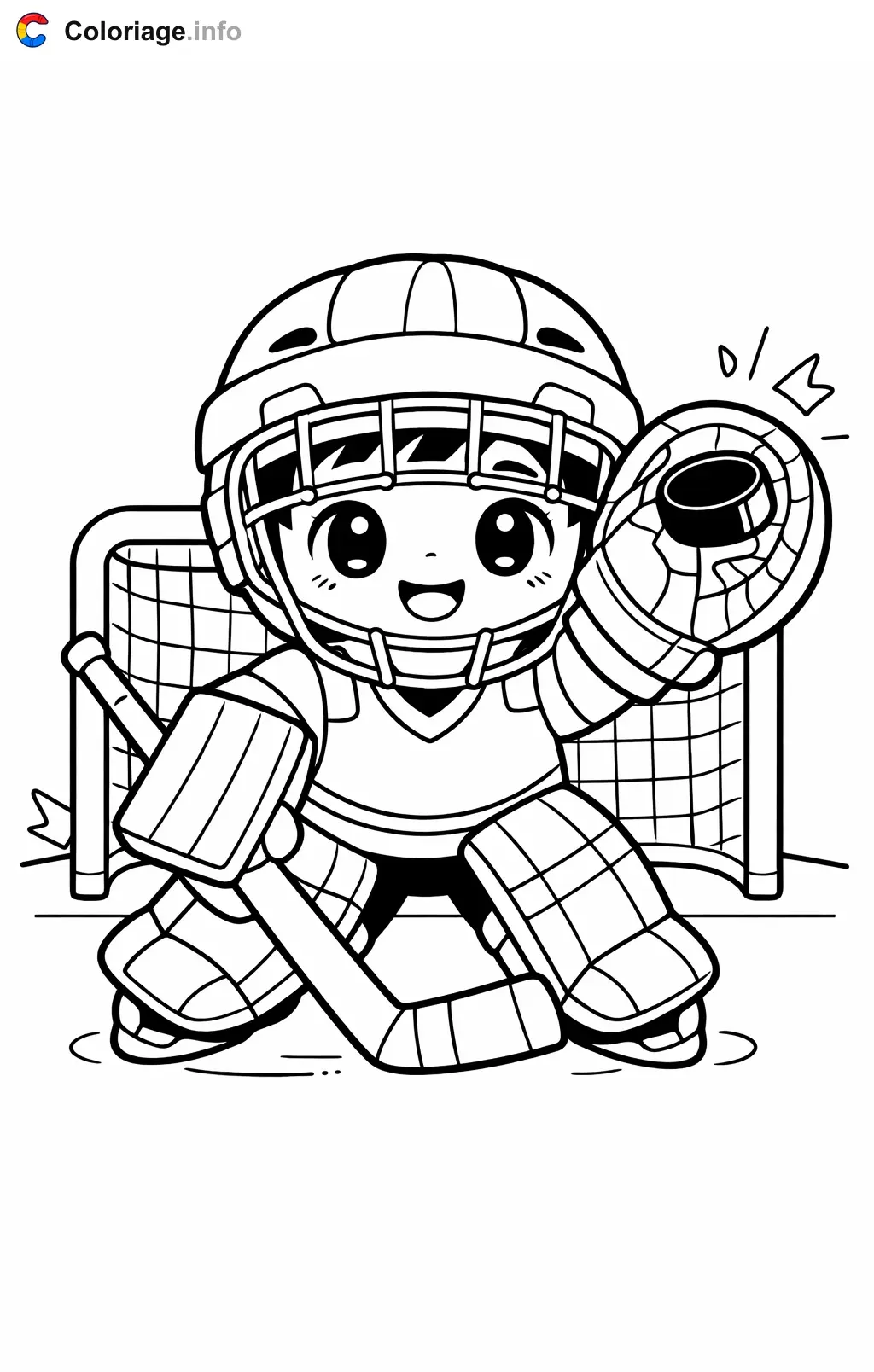 Coloriage Lnh gardien qui arrête un tir - Lnh à imprimer