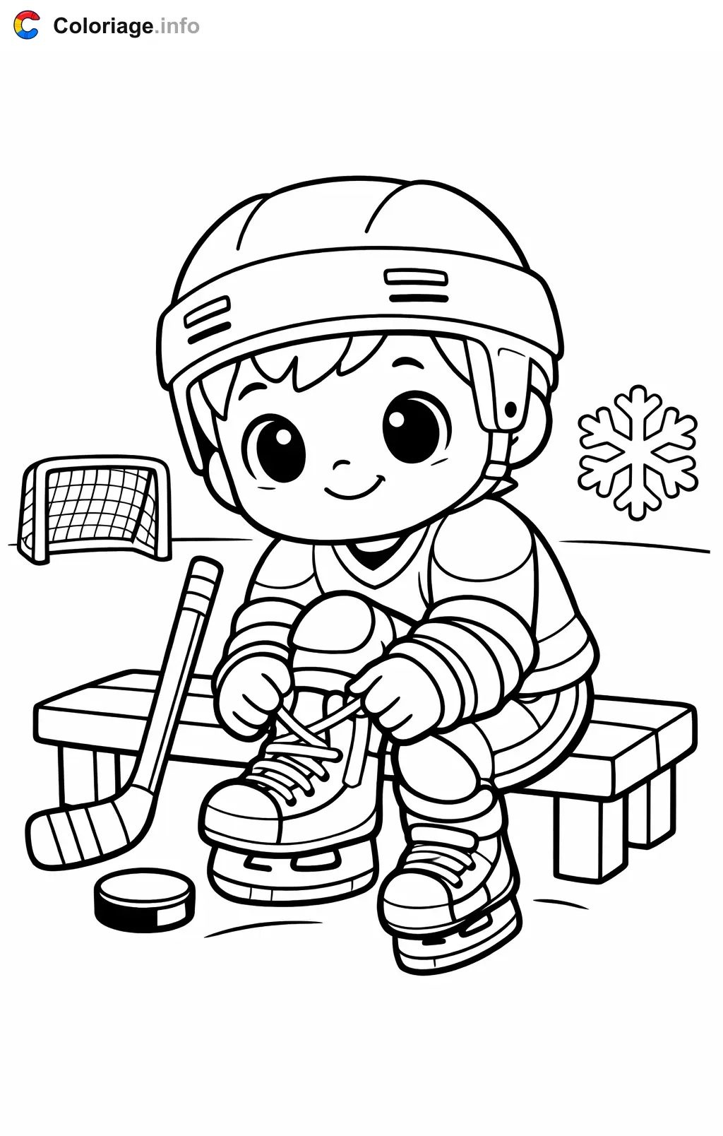 Coloriage Lnh qui lace ses patins - Lnh à imprimer