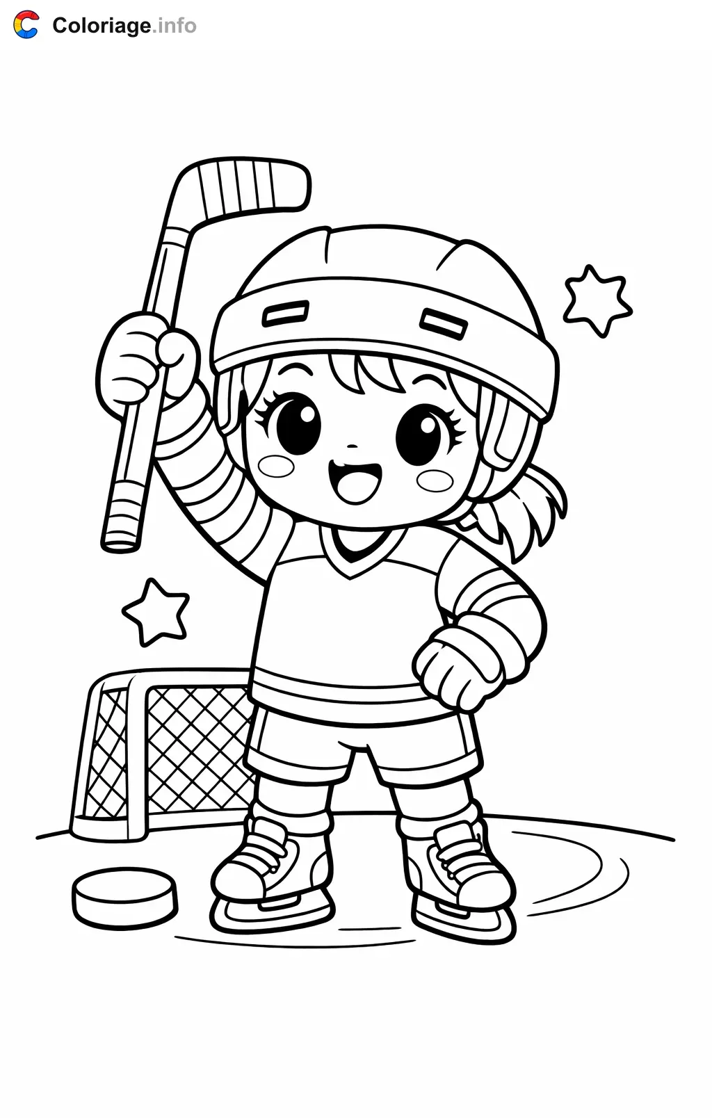 Coloriage Lnh qui lève sa crosse - Lnh à imprimer