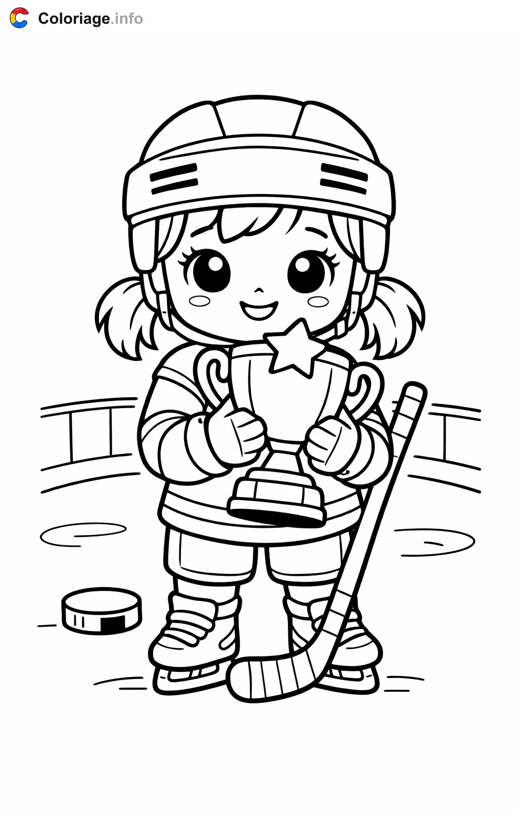 Coloriage Lnh qui tient un trophée - Lnh à imprimer