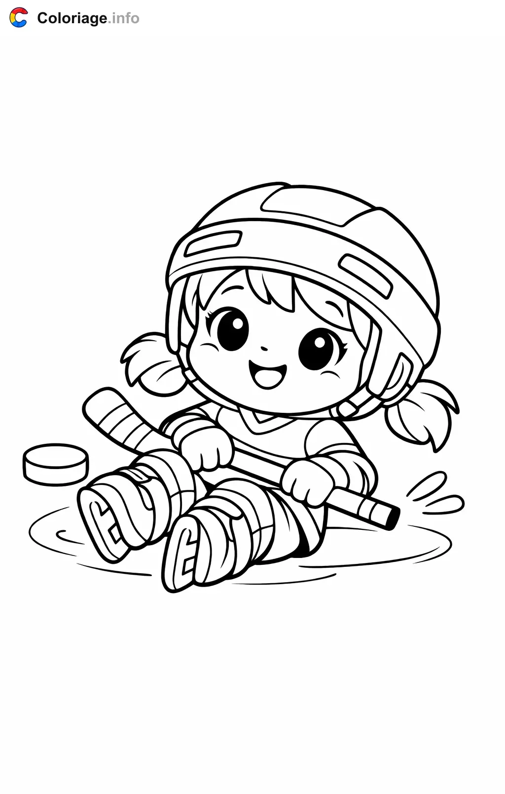 Coloriage Lnh qui tombe sur la glace - Lnh à imprimer