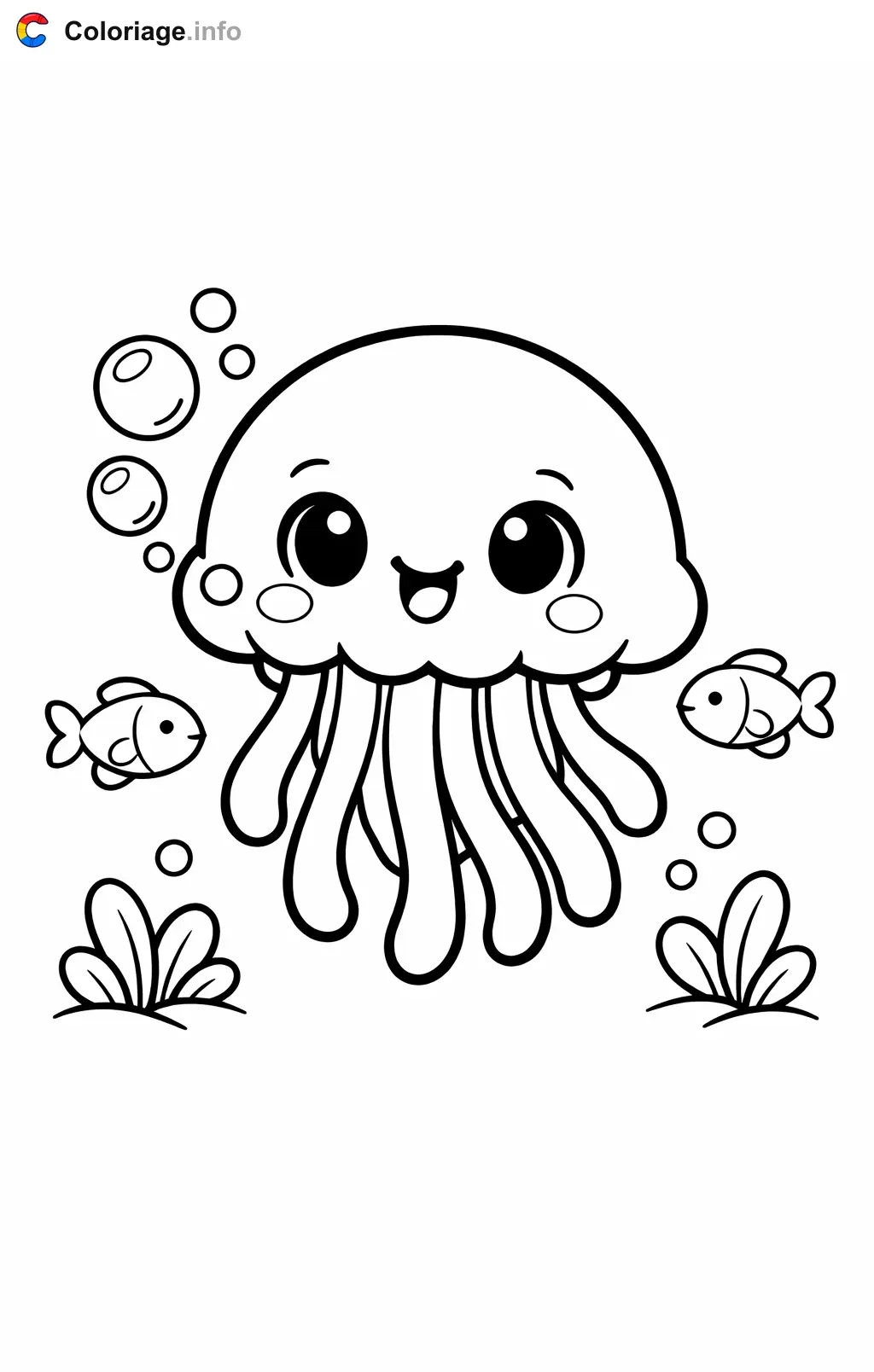 Coloriage Méduse qui fait des bulles - Méduse à imprimer