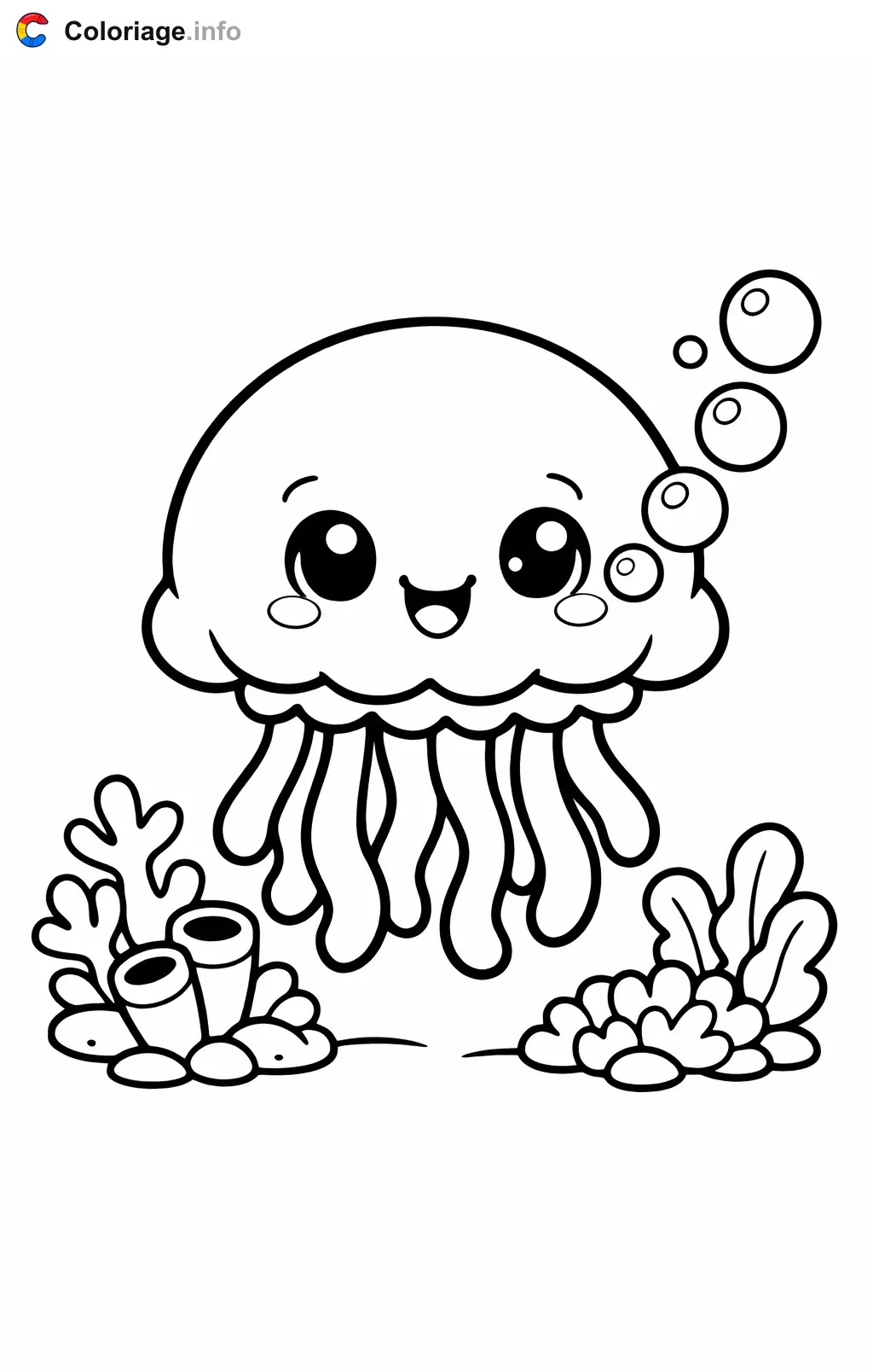 Coloriage Méduse qui fait des bulles - Méduse à imprimer