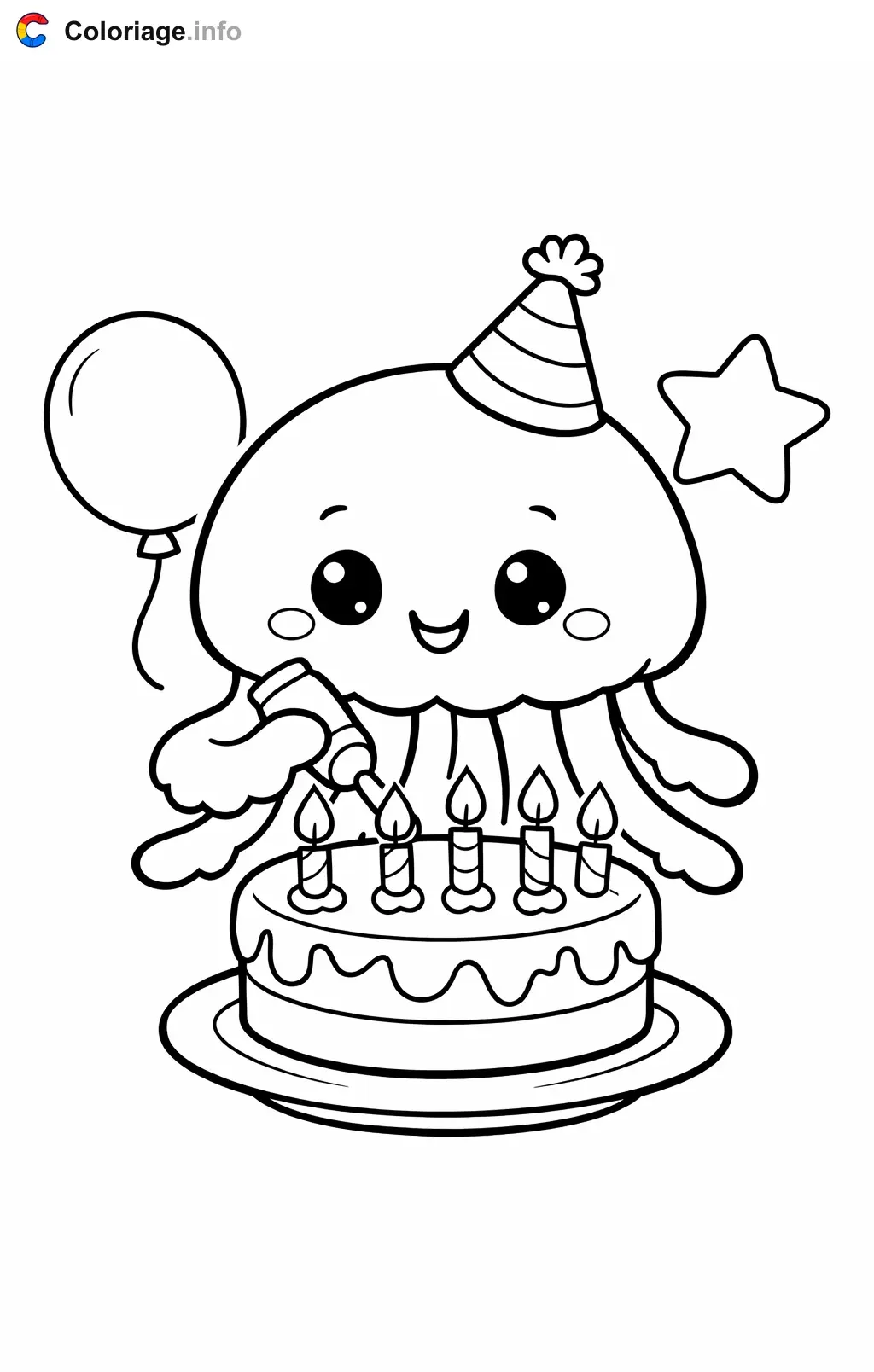 Coloriage Méduse qui prepare un gateau - Méduse à imprimer