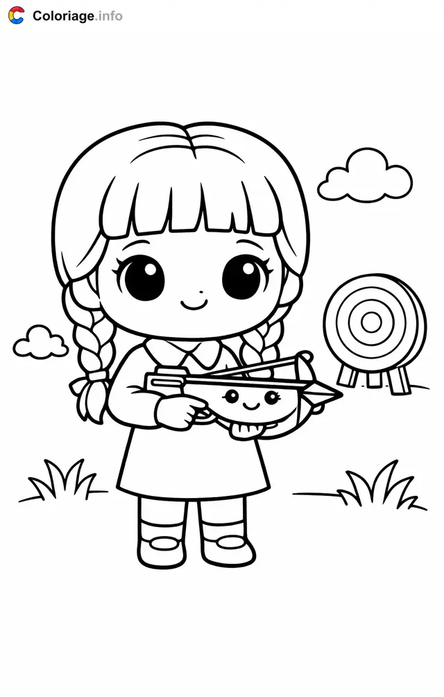 Desenho de Quarta-feira Addams com Besta para colorir