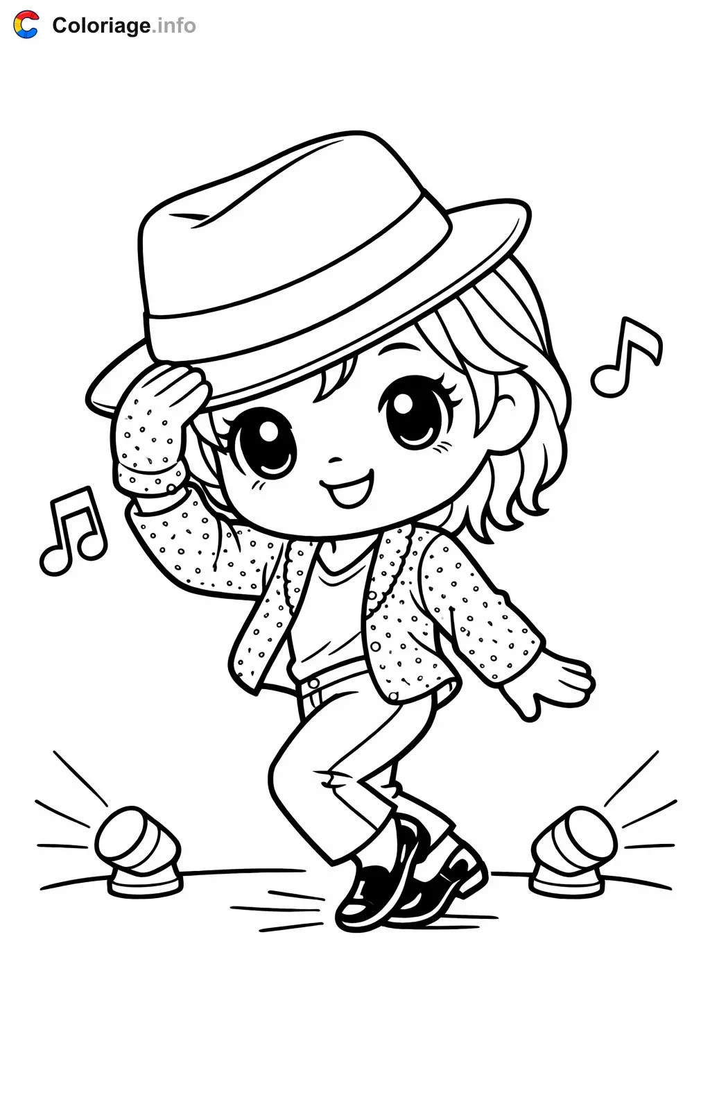 Coloriage Michael Jackson avec un chapeau - Michael Jackson à imprimer