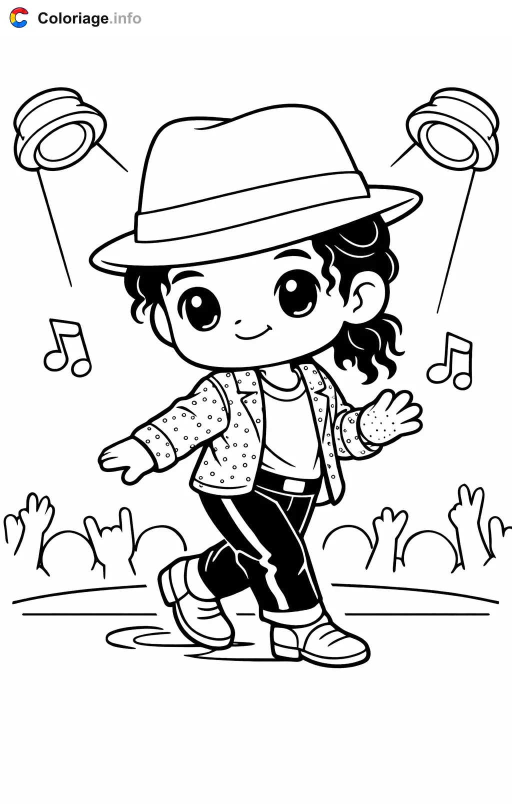 Coloriage Michael Jackson sous les projecteurs - Michael Jackson à imprimer