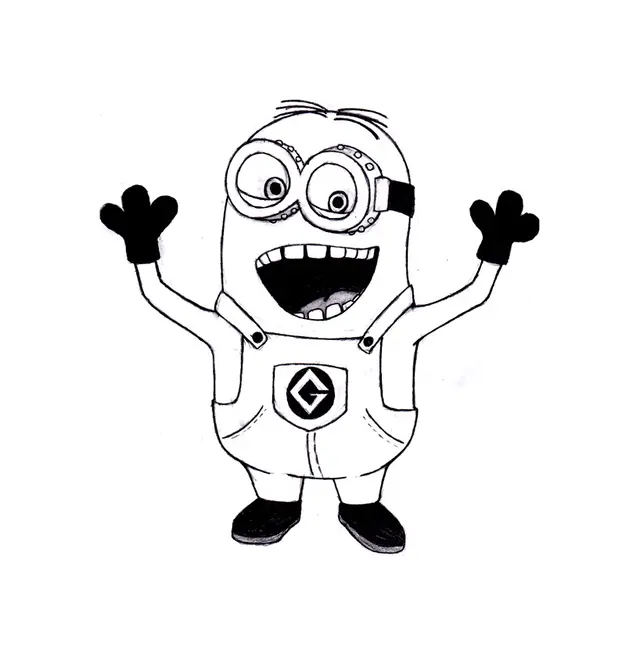 Coloriage Minion célébrant avec les bras levés - Minions à imprimer