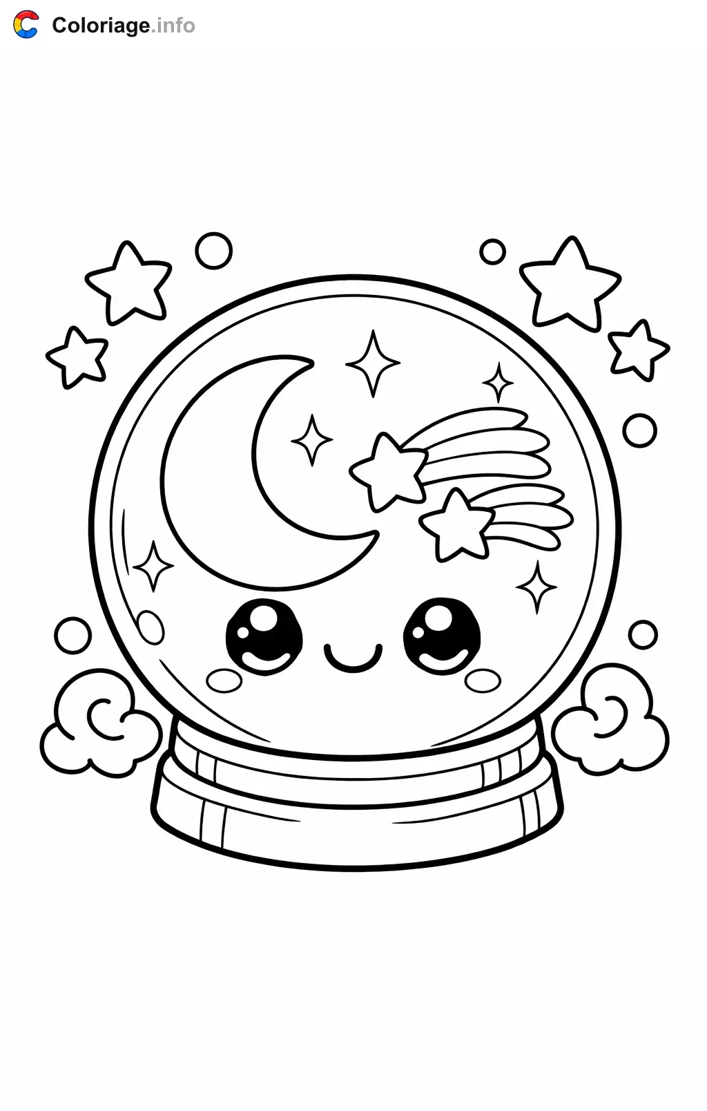 Disegno di Sfera di cristallo e luna misteriosa da stampare
