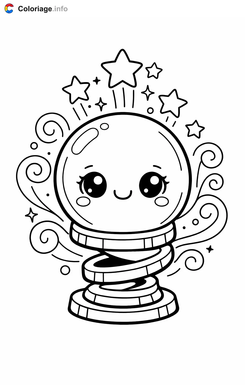 Disegno di Sfera di cristallo sul suo piedistallo da stampare