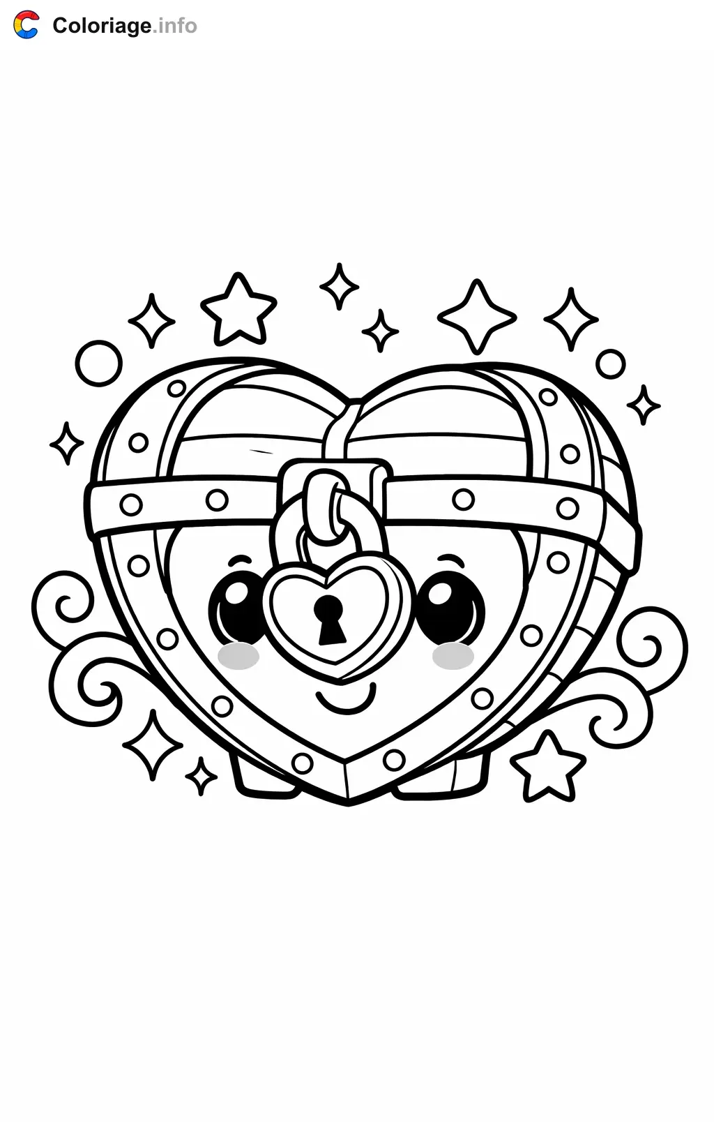 Disegno di Cofanetto a forma di cuore da colorare – disegno misterioso da stampare