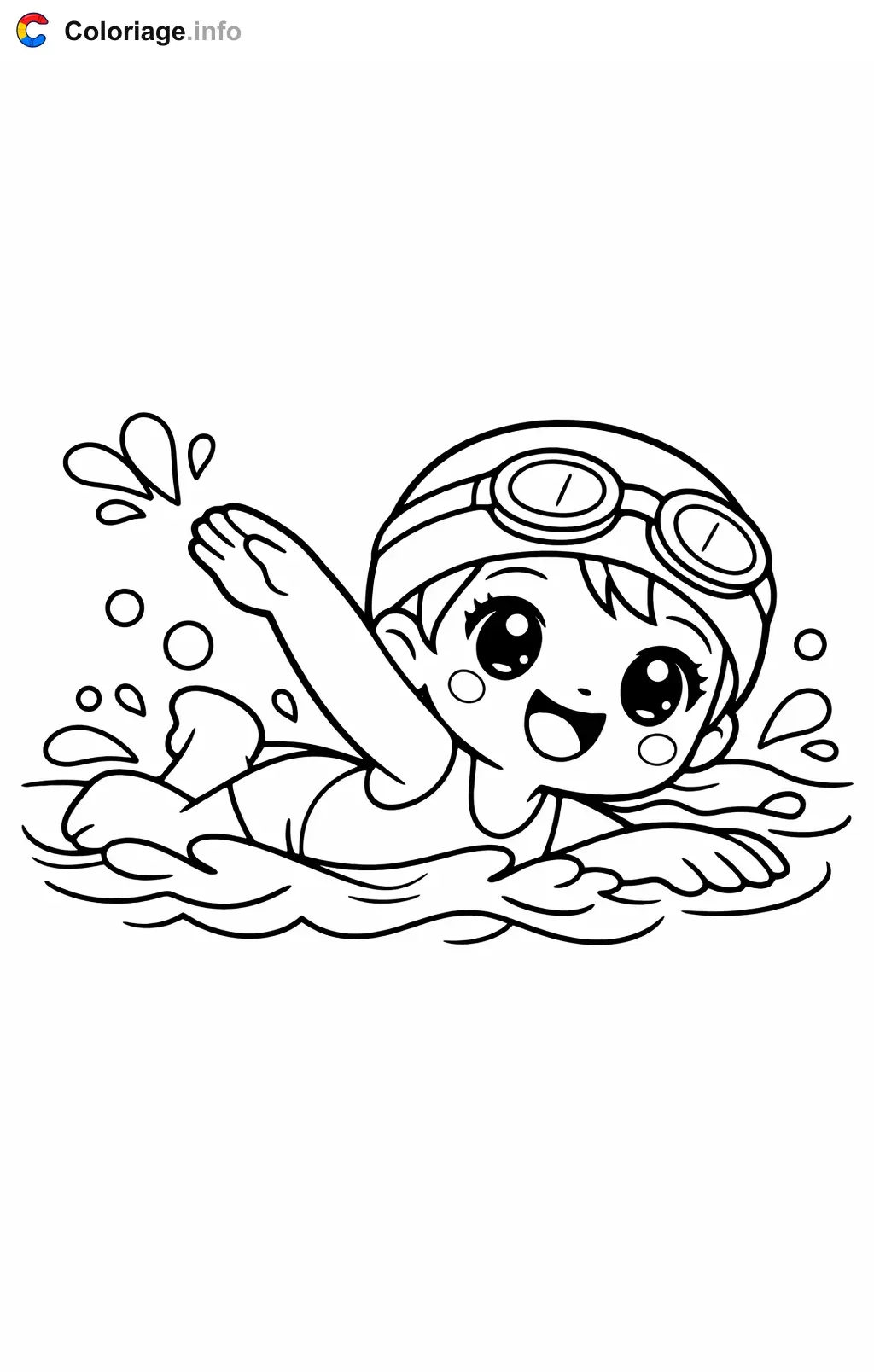 Coloriage Natation en nage libre - Natation à imprimer