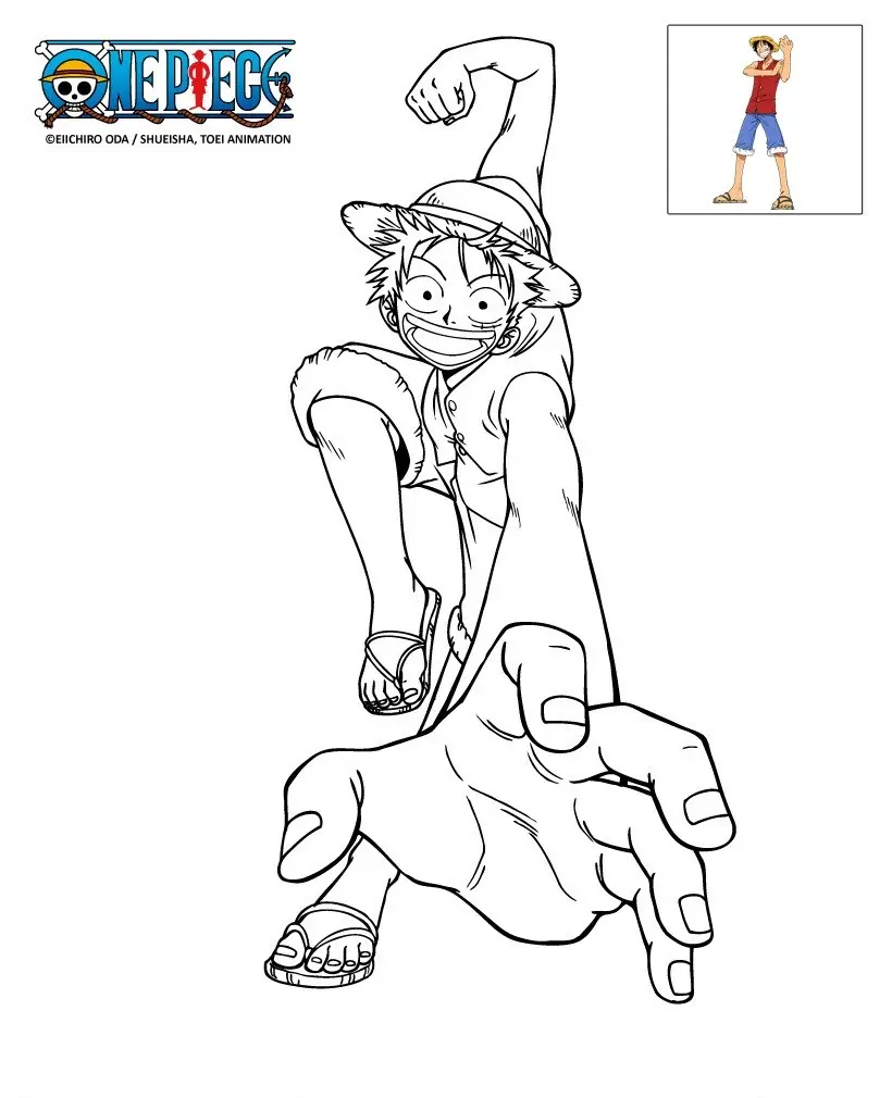 Coloriage Onepiece Luffy En Action - One piece à imprimer