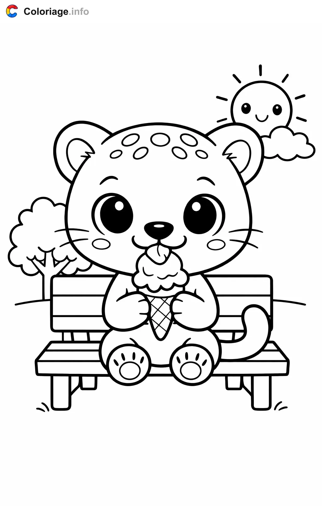 Coloriage Panthère qui mange une glace - Panthère à imprimer