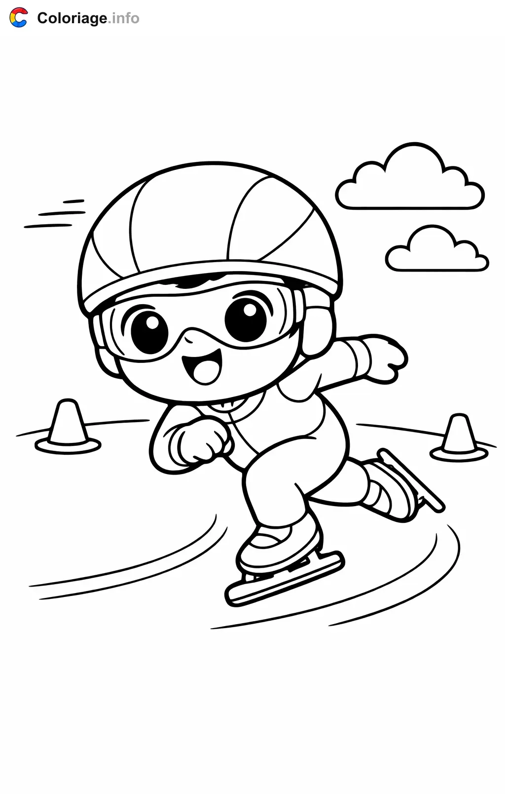 Coloriage Patinage en patinage de vitesse - Patinage à imprimer