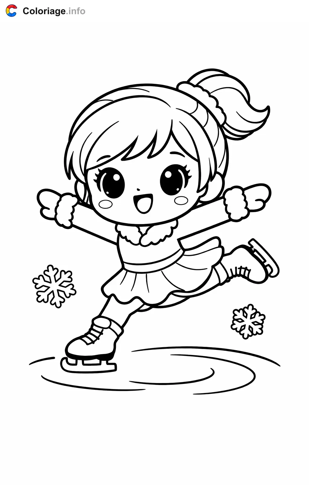 Coloriage Patinage qui fait un saut - Patinage à imprimer