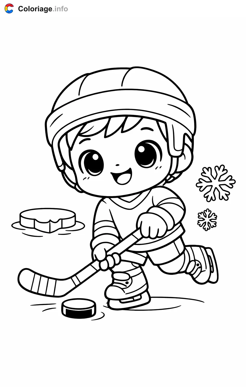 Coloriage Patinage qui joue au hockey - Patinage à imprimer