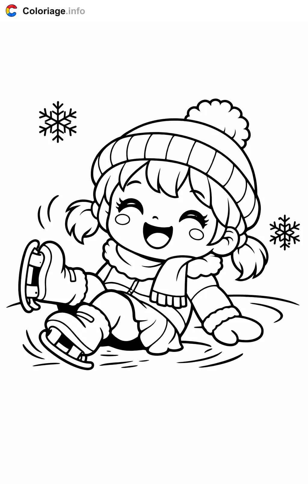 Coloriage Patinage qui tombe en riant - Patinage à imprimer